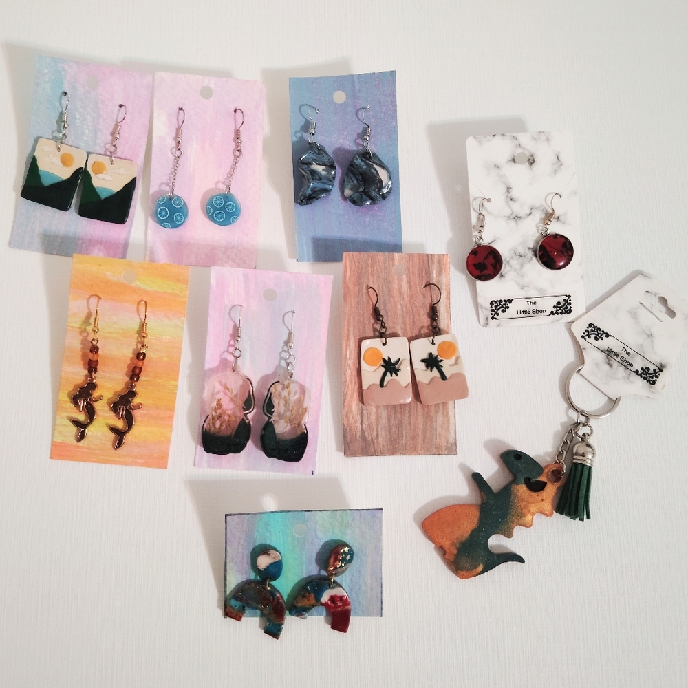 Handcrafted Earrings and Keychain Set